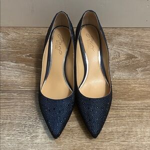 Jewel Badgley Mischka Navy Heels